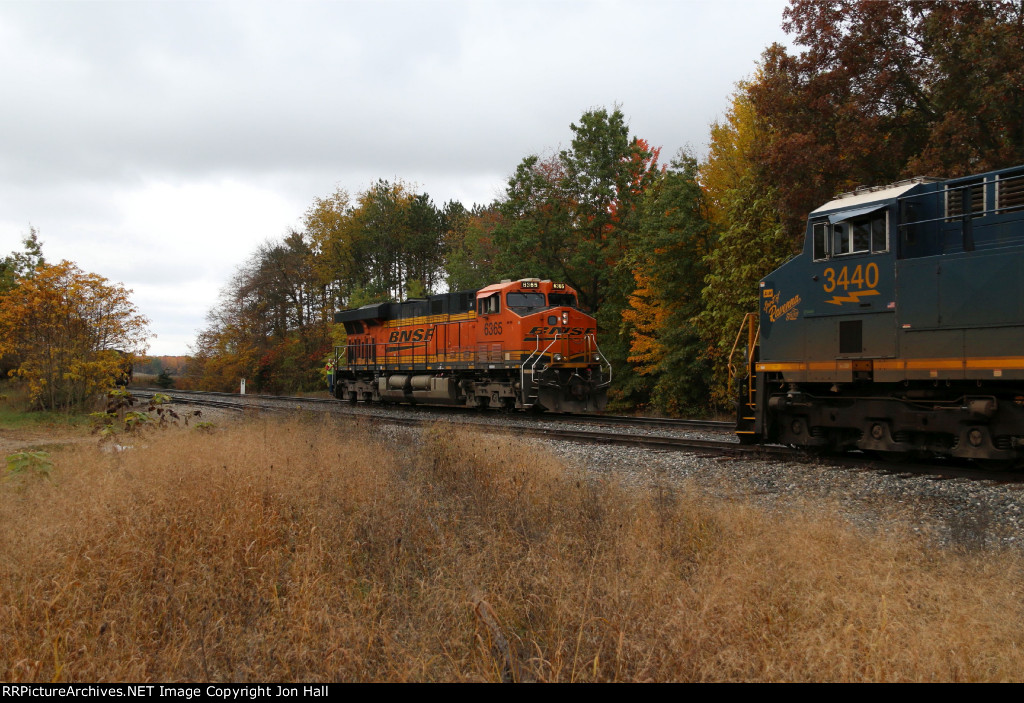 BNSF 6365 rolls forward as N800 begins the the task of picking up its helper power